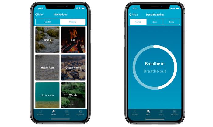 Aplicativo Relief, respiração e treinamento, novo iPhone